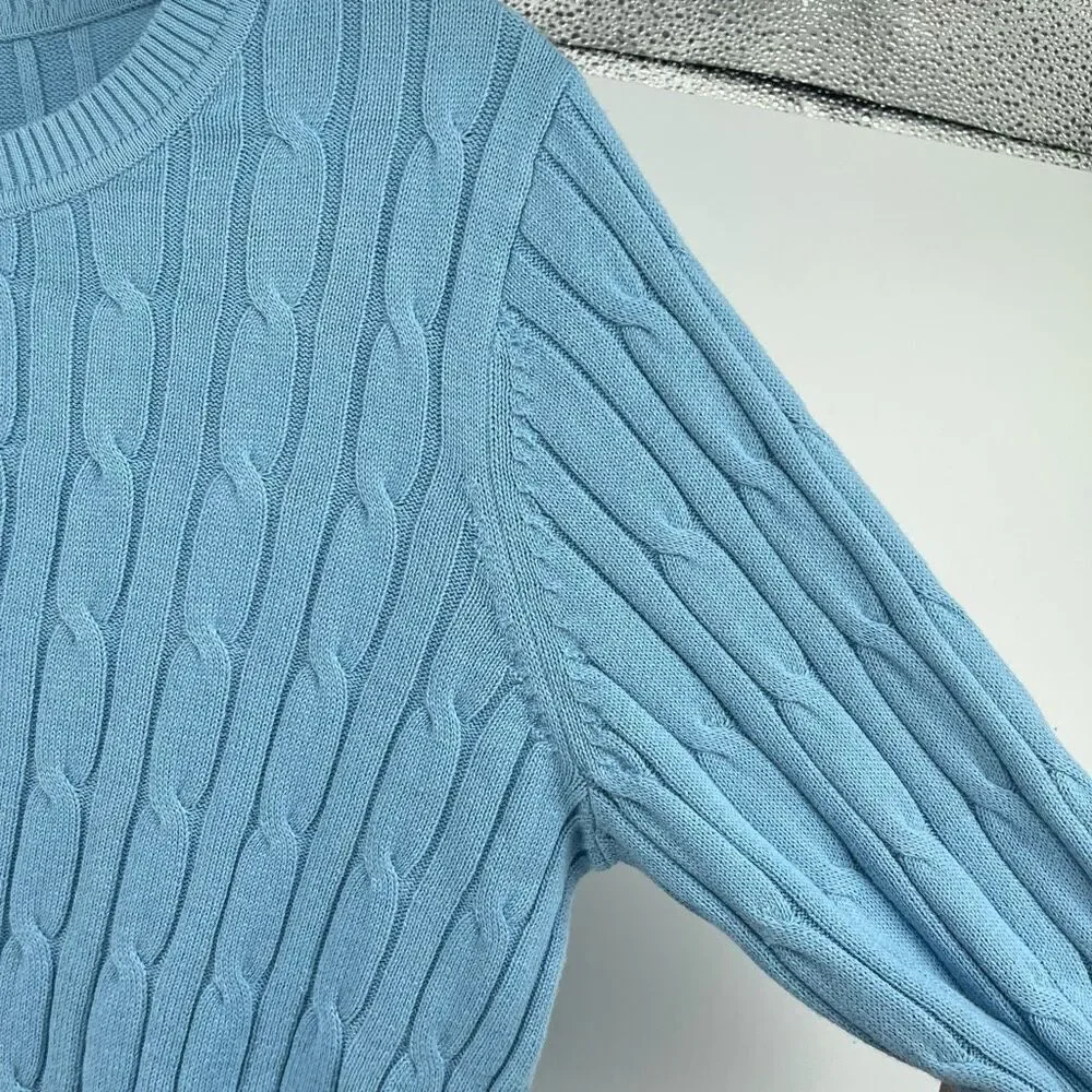 Style & Co. Women’s Medium Periwinkle Blue Cotton Cable Knit Pullover Sweater